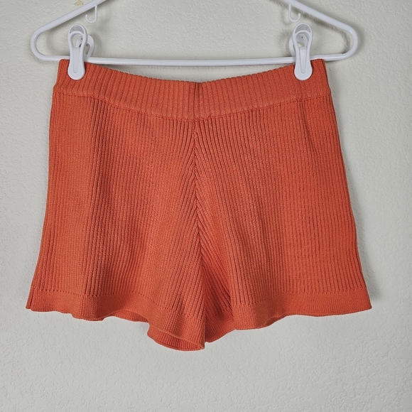BY.DYLN Eadie Rib Knit Shorts Bright Orange High Rise Size M - Picture 2 of 9